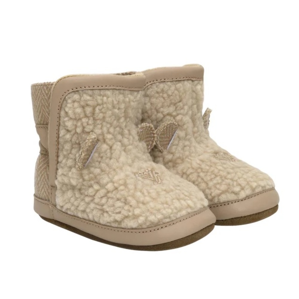 Robeez Cozy Cream and Tan Kids Boots